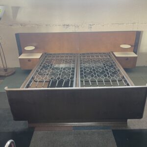 A- 119 C  Original Art-Deco /  Functionalism Double Bed Chessboard designed by Jidrich Halabala +-1930 Marple and Walnut Inserted