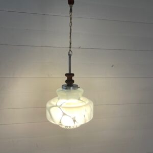 B- 182  Vintage Ceiling Lamp Made by Humpolec, Original Marbled Glass and Bakelite +-1970
