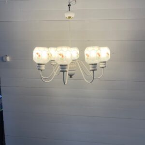 B- 251  Vintage 8 Arm Ceiling Lamp White +- 1970