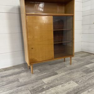 A- 279 Vintage Show/ Bookcase by Novy Domov with Sliding Doors 1976
