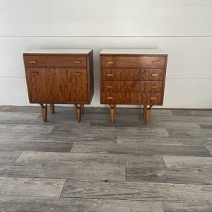 A- 328  Vintage End-tables with original White Glass by Novy Domov +-1965