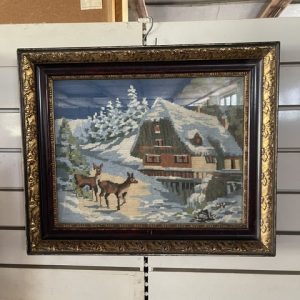 A- 339 Vintage Embroidered 'Painting 'Maker Unknown +-1930-1940