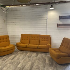 A- 370  Vintage Rare Orange Colour Atlantis Living Room Set from Jitona, 1970, Set of 3