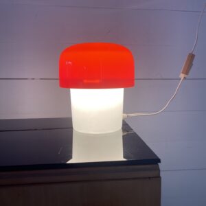 B- 374 Vintage Mid-Century Modern Desklamp by Harvey Guzzini for Meblo Orange-White