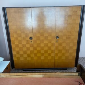 A- 119 D  Original Art-Deco / Functionalism 3 Door Closet Chessboard designed by Jidrich Halabala +-1930 Marple and Walnut Inserted