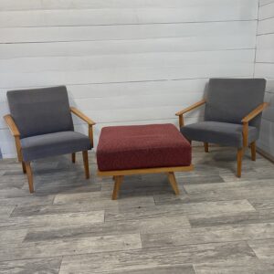 A- 397 Vintage set of 2 Chairs and Hocker by Tatra Nabytok [ Czech Republic] +- 1970