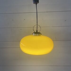 B- 418  Rare Original Vintage Ceilinglamp by ; VEB Kombinat  Gorlitz [DDR] Yellow Amber-glass +-1970